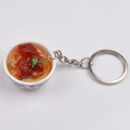 Miniature blue and white porcelain bowl keychain with realistic braised pork noodles - Style 19 Diced Meat Noodles