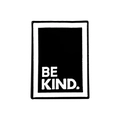 Rechthoekige emaille speld met tekst BE KIND. in zwart-wit afwerking voor kleding - Zwart Rechthoek-BE KIND.