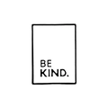 Spilla rettangolare minimalista in smalto con scritta BE KIND. nera su base bianca - BE KIND Rettangolo Bianco (xz2409)