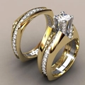 Luxury AAA cubic zirconia bridal ring set with square center stone in gold finish - US 6 / Gold