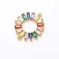 Detailed view of rainbow zircon connector in gold-plated brass with dimensions shown - VS422B/Ring