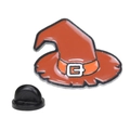 Spilla Halloween cappello da strega arancione in smalto con chiusura in gomma nera - Cappello da Strega