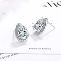Orecchini a perno a goccia in zircone placcati argento con pavé di pietre lucide - Rame / Argento