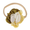 Detail of yellow flower nylon headband with soft ribbon fabric for infants and girls - Green Beige Yellow Flower