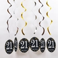 Decorazioni per il 21° compleanno con spirali in PVC oro, argento e nero - Età 21 Spirale Singola Nero Oro Argento