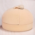 Boîte à bijoux ronde en velours beige pour bagues ou boucles d'oreilles avec bouton - Emballage de Boîte Blanche Unique / Beige