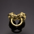 Fermoir anneau à ressort doré avec double tête de tigre pour la création de bijoux DIY - Tête de tigre / Or Antique