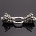 Retro-Drachenkopfverschluss aus Silberlegierung mit symmetrischem Beißring für Schmuck - Drachenkopf / Antiksilber