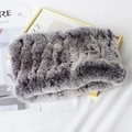 Thick knitted greyish white rabbit fur neck warmer with soft textured finish for women - Frost Black
