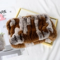 Close-up of soft brown and white rabbit fur texture on a folded winter neck warmer - Multicolor 7