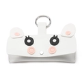 Étui à lunettes portable en cuir blanc style panda avec bouton-pression en métal argent - Lapin à Grand Anneau
