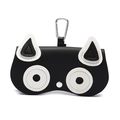Étui à lunettes chat en cuir noir et blanc avec mousqueton métallique pratique - Chien Husky