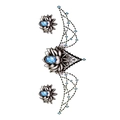 Waterproof tattoo sticker featuring blue lotus flower and black mesh chain design - TL-146 (Blue Gem Lotus Chain)