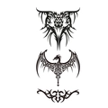 Black tribal totem temporary tattoo stickers with dragon and bat designs for women - TL-125 (Tribal Totem Tattoo)