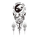 Waterproof temporary tattoo featuring Nordic runes, Viking wolves, and tree of life design - TL-129 (Norse Rune Wolf Raven)
