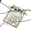 Halloween organza gift bag 13x18cm with gold pumpkin and ghost patterns for treats - Translucent Multi-motif Halloween