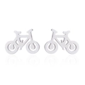Minimalist silver bicycle stud earrings with high-polish finish for women - Bicycle Style / Steel
