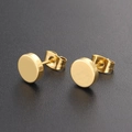 Minimalist gold-plated stainless steel round disk stud earrings with butterfly backings - Round / Gold
