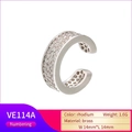Detailed specs of rhodium plated brass ear cuff with pave set cubic zirconia stones - White Gold