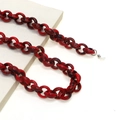 Detail of red and black marble acrylic eyeglass chain with secure silicone loops - Red Black Marble