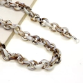 Close-up of white and amber acrylic chunky glasses chain with anti-slip silicone loops - White Amber