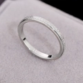 Elegant silver matte and polished titanium steel ring displayed on a velvet jewelry box - Silver / US 4
