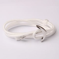 Bracelet nautique fait main en corde de nylon blanc avec un fermoir ancre en métal argenté - Blanc