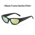 Occhiali da sole sportivi cat-eye con montatura nera e lenti riflettenti rosa-verde - Montatura Nera Specchio Rosa
