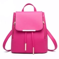 Zaino da donna in pelle PU rosa con dettagli dorati e finitura a trama incrociata - Rosa Rossa