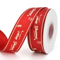 Red Christmas grosgrain ribbon with gold Merry Christmas print and festive candy cane motifs - Christmas Gift / 2cm*10 Yards/Roll