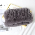Macro shot of grey faux fur neck warmer texture on a decorative golden frame background - One Size Stretchy
