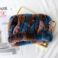 Detailed texture of multi-color woven rabbit fur neck warmer with thick plush material - One Size Stretchy