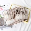 Knitted rex rabbit fur cowl scarf in cross mink pattern for winter warmth for women - One Size Stretchy