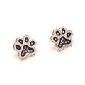 Orecchini a zampa di gatto dorati con smalto nero e strass brillanti per donna - Colore Oro (KE86189-Z)