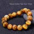 Natuurlijke 12mm gouden tijgeroog armband met helder kattenoog effect en zijdeglans - Natuurlijke Gouden Tijgeroog (12mm)