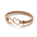Bracciale rigido in oro rosa con cuore e infinito, con cinturino in maglia milanese fine - Oro Rosa (KB115698-K)