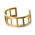 Bracciale rigido largo dorato con griglia geometrica e intarsi di strass bianchi lucidi - Oro (KB115755-KPD)