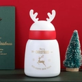 Christmas theme thermal water bottle with cute reindeer antlers and golden holiday motifs - 300ml / White