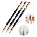 Detail van dubbelzijdige nail art penselen met fijne liner en diverse haren - 3-delige Set (Gouden Koperen Buis)