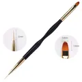 Dual-head nail art penseel #03 zwart met 11mm liner en 5,6mm ronde verloop penseelkop - 003# Striping & Ronde Kop