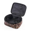 Leopard print cosmetic pouch with black lining and durable zipper closure - Leopard Storage Bag