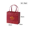 Rote Weihnachts-Geschenktüte mit goldener Aufschrift und roten Satinband-Griffen - M / Rot