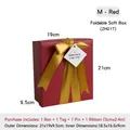 Scatola regalo rossa pieghevole con nastro dorato e biglietto per Natale e affari - Taglia M (21x19x9.5cm) / M Rosso - Scatola Regalo Pieghevole con Nastro