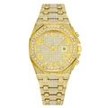 Orologio di lusso dorato con diamanti incastonati, lunetta ottagonale e datario - Oro