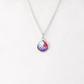 Detailed macro view of 12mm round mermaid scale pendant with iridescent pink and blue hues - Pink Purple Blue Gradient (8)