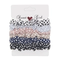 6-piece polka dot scrunchie set in various colors displayed on a white branded card - RT-229-H (6-Piece Polka Dot Print Set)
