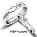 Women's minimalist silver ring with a heart-shaped zircon stone and polished finish - F080 Women's Style