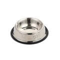 Gamelle pour animaux en acier inoxydable antidérapante avec base noire et motifs - Empreinte de pas / 16cm