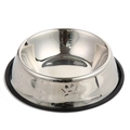 Bol pour animaux en inox avec motifs de pattes et base en caoutchouc antidérapante - Empreinte de pas / 26cm