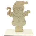 Détail d'un Père Noël en bois brut DIY avec support pour loisirs créatifs de Noël - Père Noël
